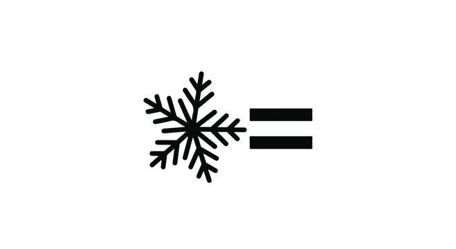 Black snowflake icon followed by an equals sign illustrates a freezing or cold temperature concept.