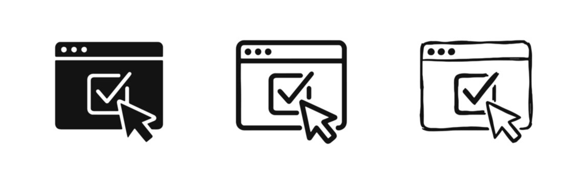 Website Checkmark Selection Cursor Icon Set