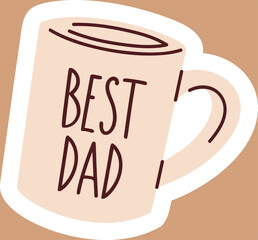 Naklejka premium Mug With Best Dad Lettering Cartoon