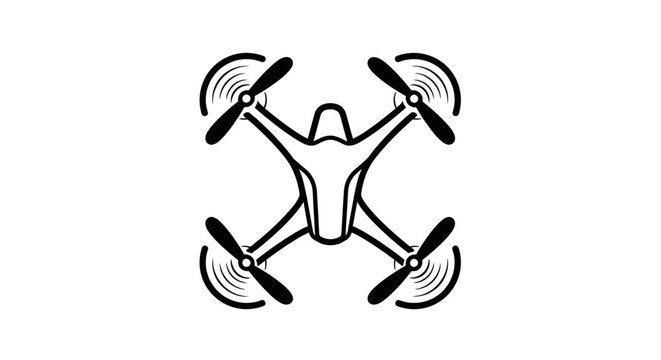 Black quadcopter drone icon isolated on white background