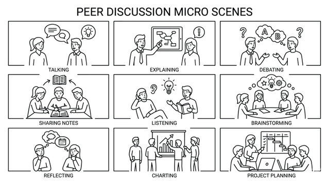 Peer discussion micro scenes for collaboration and idea sharing in education.