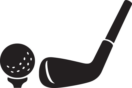 Golf ball and putter on white background