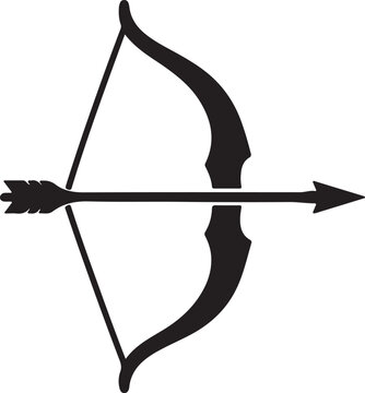 Black longbow with arrow ready to shoot