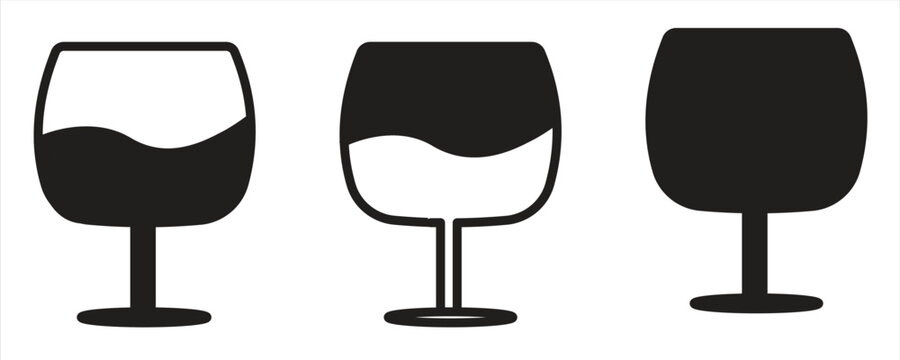 Wine class icon, Wine glass filled with wine for tasting, in various styles, Suitable for websites, logos, apps, templates and UI designs. Vector illustration.

