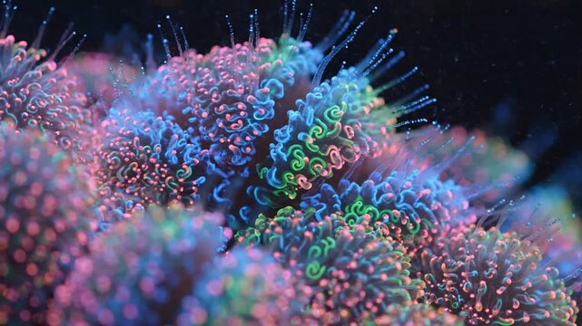 Vibrant underwater coral reef ecosystems in close up view