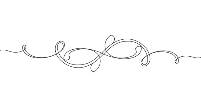 Elegant single line drawing decorative flourish, minimalist scrollwork design