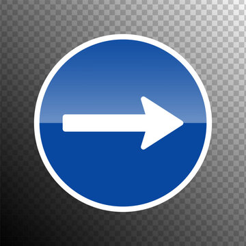 Blue Circular Right Arrow Sign Road Traffic Direction Symbol