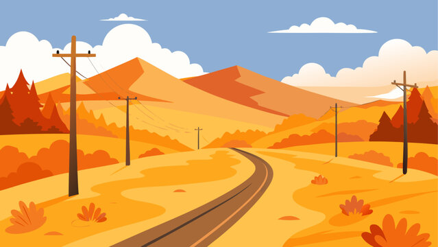 Desert road with mountains
