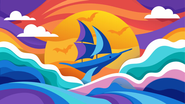 Vibrant sunset sail
