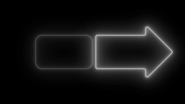 White neon glowing futuristic loading process progress bar arrow design element loop 4k video