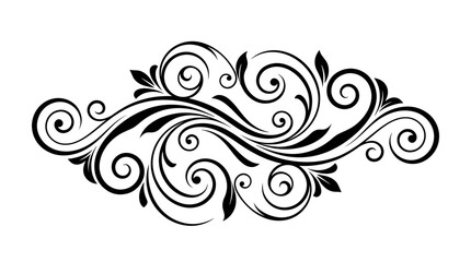 Fototapeta premium Black and white floral swirl design element.