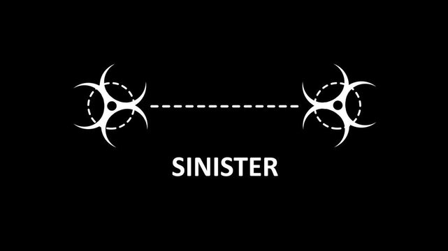 Animated biohazard warning with "sinister" text, seamless loop background, for alerts
