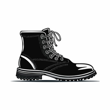 Black Combat Boot Illustration