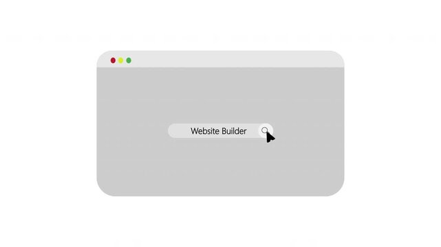 Website Builder Text Search Bar Typing Animation Modern Web UI Interface 4K Isolated on White Background