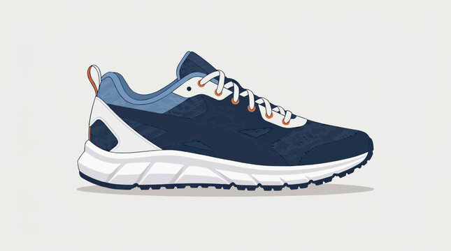 Stylish sports shoes side view minimalist vector isolated background
