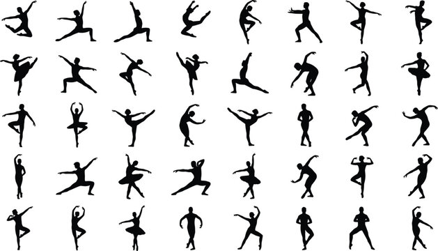 Dance Silhouette Vector Collection Featuring Ballet Contemporary Jazz and Modern Dancer Pose Illustrations Set