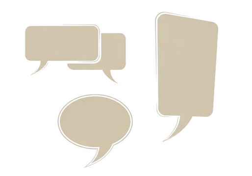 Beige speech bubble shapes set isolated on a transparent background