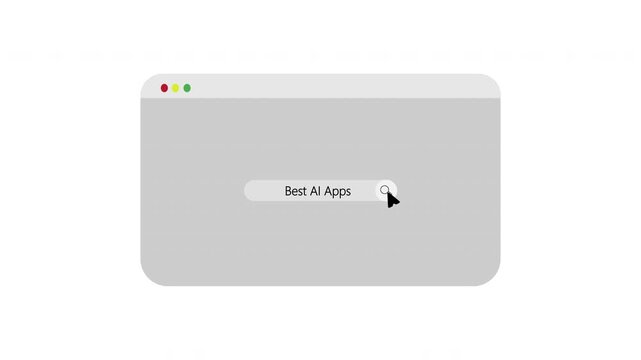 Best AI Apps Text Search Bar Typing Animation Modern Web UI Interface 4K Isolated on White Background