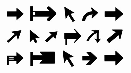 arrow design Black arrow icons, direction symbols, navigation pointers, vector graphics isolated on White Background vector eps silhouette © LAIJU 