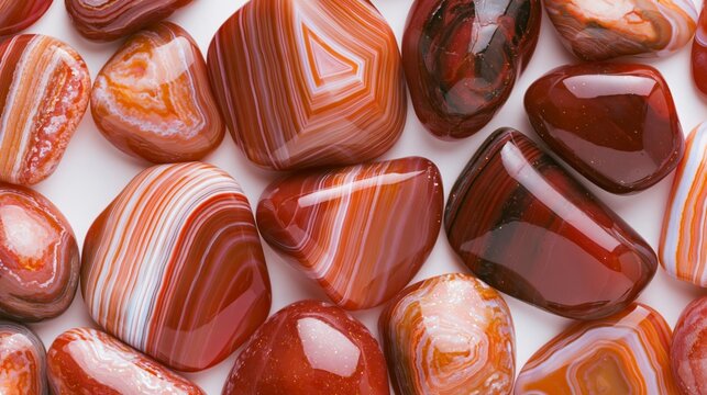 natural red and orange agate crystals with subtle sparkling mineral texture