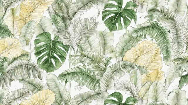 Tropical Leaves Pattern Background Design.