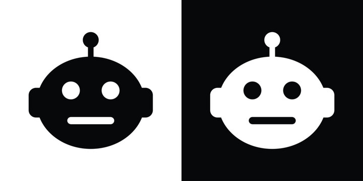 Minimalist square robot avatar head icon, representing artificial intelligence, automation engineering, android character design, or cyborg technology.