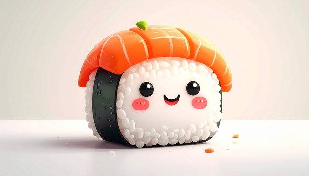 Cute sushi roll with smiling face