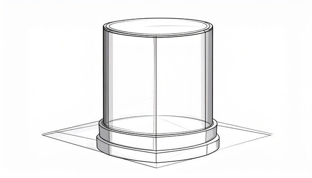 Transparent cylinder display on white