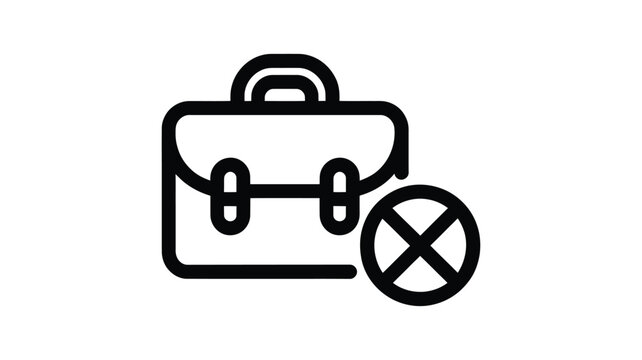 Unemployment symbol featuring briefcase and cross mark icon for business failure and job termination concept vector illustration.
