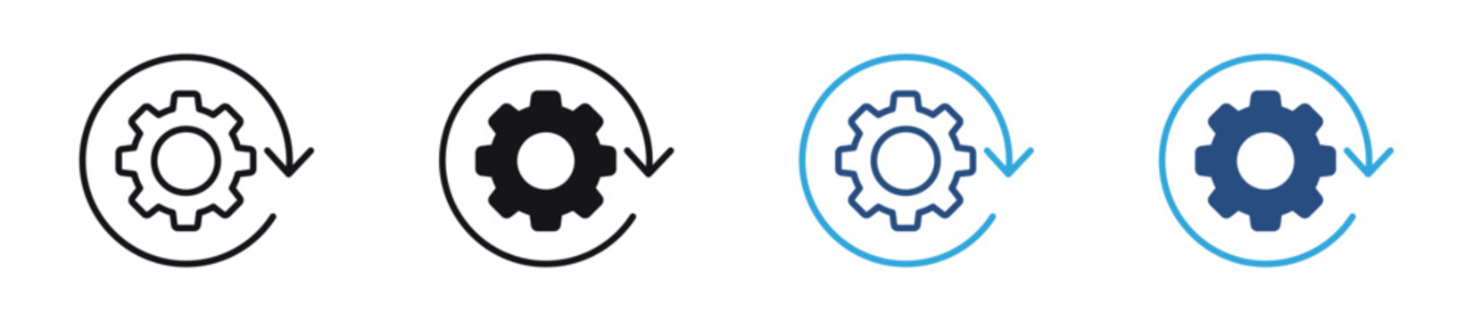 System Refresh Icon Set. Settings Update and Process Optimization Symbols. Vector Illustration.