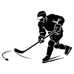 Hockey player shooting silhouette © Sojib