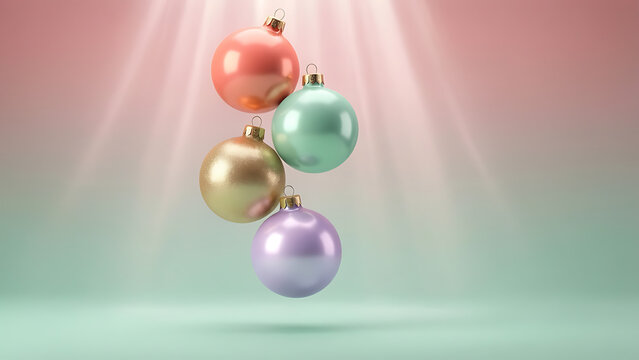 Ornements de No&euml;l flottants en couleurs pastel avec &eacute;clairage doux