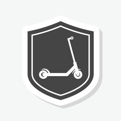 Eclectic kick scooter sticker isolated on gray background © sljubisa