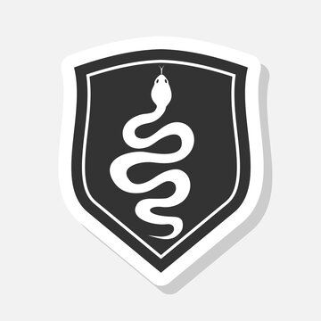 Snake Shield logo sticker isolated on gray background