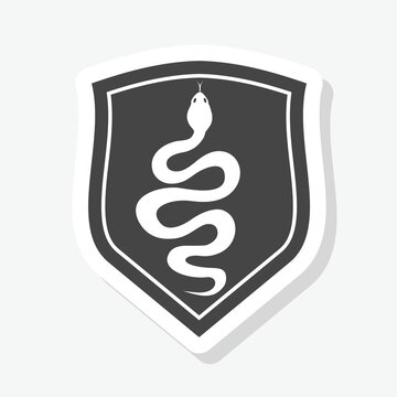 Snake Shield logo sticker isolated on gray background