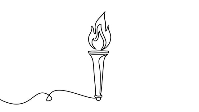 Animation of line drawing of torch representing enlightenment and universal rights.