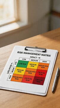A risk management matrix is a tool used to assess and prioritize potential risks in a business or organization, helping to identify and mitigate threats to safety, security, and compliance.