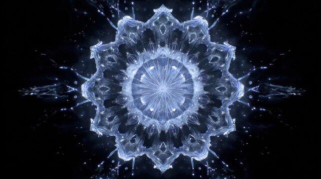 Abstract, symmetrical, crystalline mandala