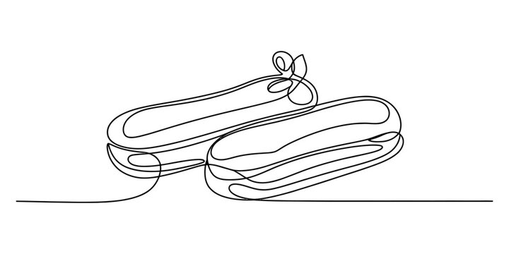 Two eclairs drawn with a single continuous line, simple and elegant dessert illustration Vector, illustration