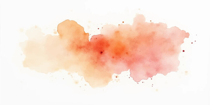 A vibrant abstract watercolor splash featuring a soft, blending gradient of warm peach, coral pink, and pastel orange paint stains isolated on a white background.