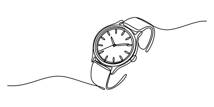 Elegant wristwatch with a simple line drawing style, modern accessory for timekeeping Vector, illustration