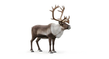 Obraz premium Majestic Reindeer with Large Antlers Standing Alone.