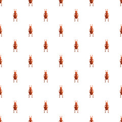Fototapeta premium Cartoon brown ants arranged in a repeating pattern on a white background