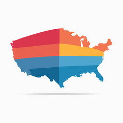 Fototapeta premium United States map with colorful horizontal stripes
