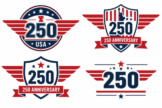 Collection of four us 250th anniversary with wings and shields