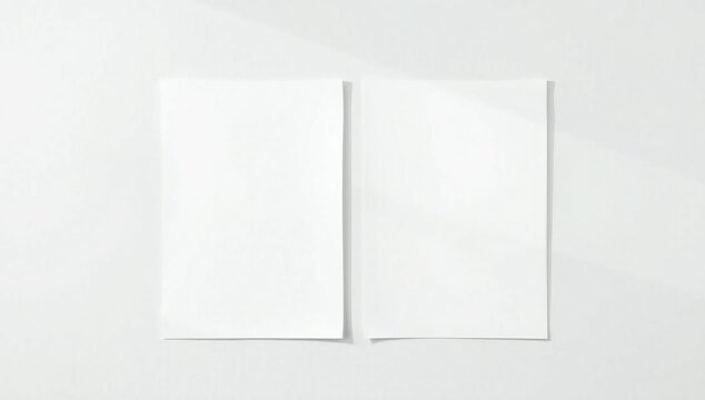 Two blank rectangular white paper sheets placed side by side on a clean minimalist light surface