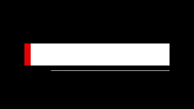 A simple graphic animation of the movement of two bottom text shapes consisting of a red line and a white text box.