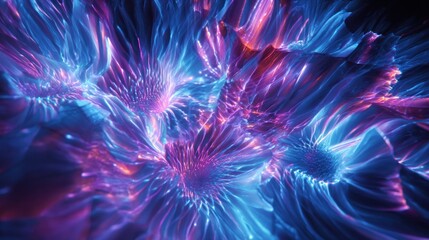 Obraz premium Abstract vibrant flower-like shapes, glowing with neon colors