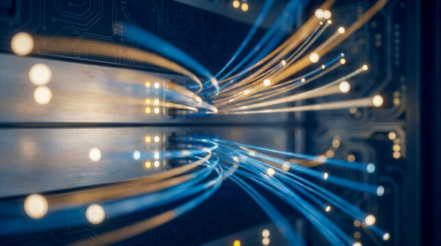 Abstract Cybersecurity Network Infrastructure and LED Status Lights