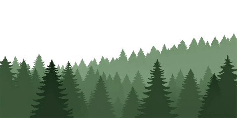Green grass vector isolated on white with a beautiful nature landscape of green pine trees and a coniferous forest under a summer sky © Abdul